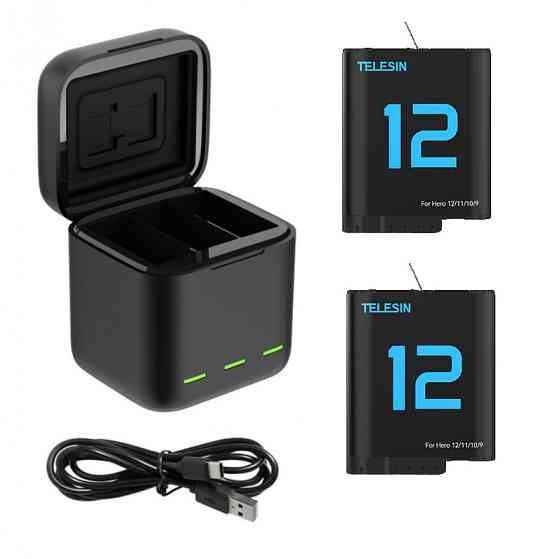 Зарядка та 2 акумулятори GoPro 12/11/10/9 1750mAh Telesin S0-BCG-04-TGP Київ