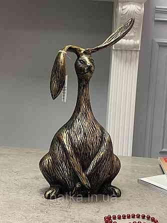 Статуэтка «Зайчик» 18х13х33 см  металл черно-золотой Киев