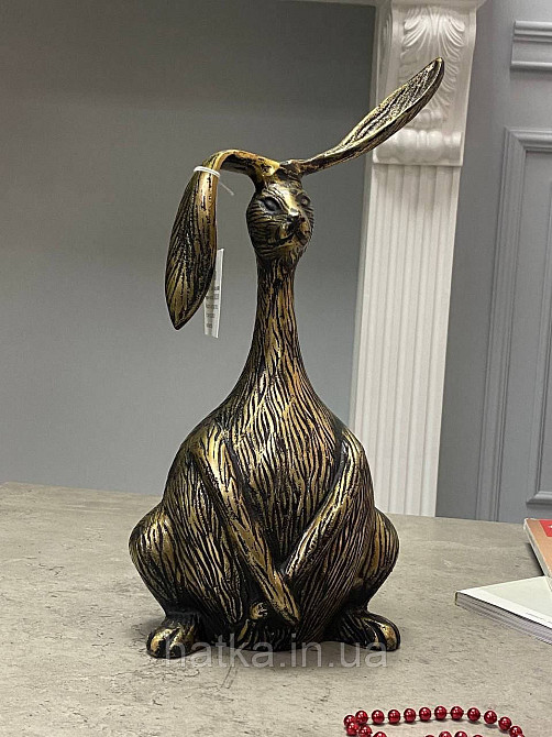 Статуэтка «Зайчик» 18х13х33 см  металл черно-золотой Киев - изображение 1