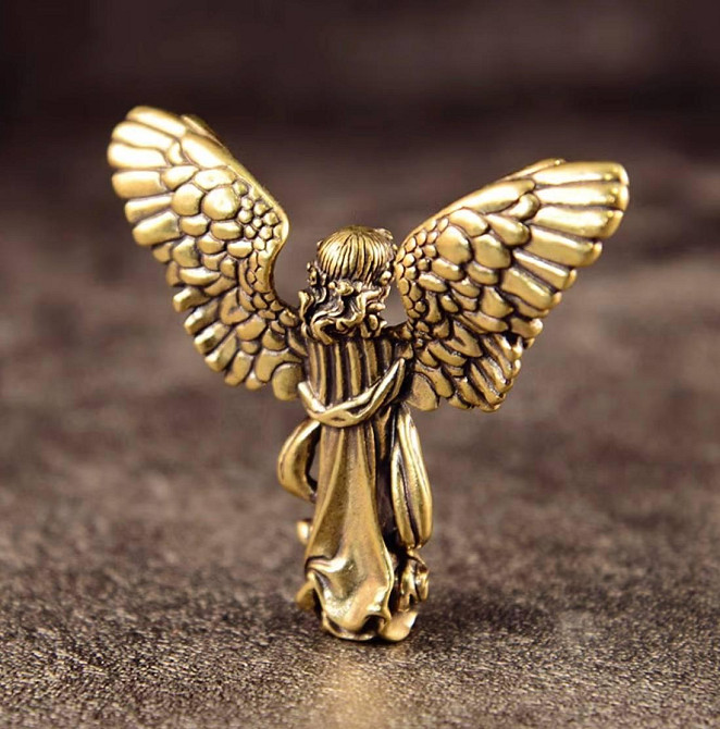 Фігурка ангела з латуні 4.5 см, статуетка ангел-охоронець, декоративний талісман, подарунок Київ - фото 2