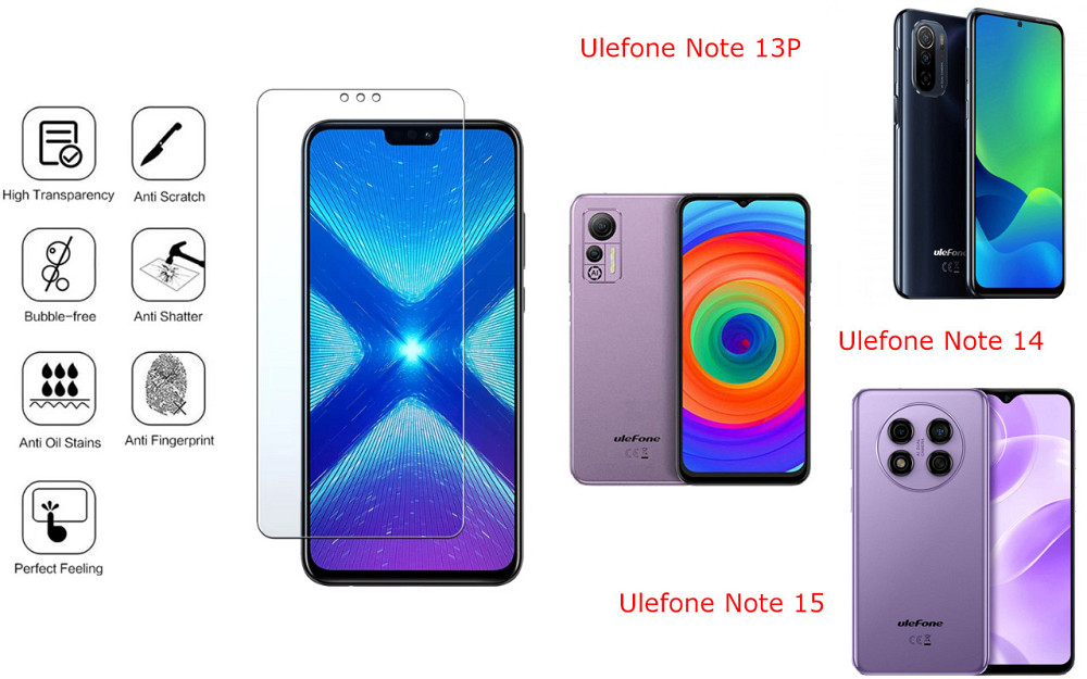 Защитное стекло NeoGlass для Ulefone Note 13P, Note 14, Note 15 – ультрапрозрачное и устойчивое Киев - изображение 4