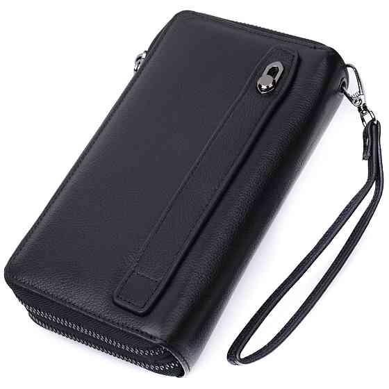 Мужской клатч на два отделения из натуральной кожи Черный (ST Leather) Киев