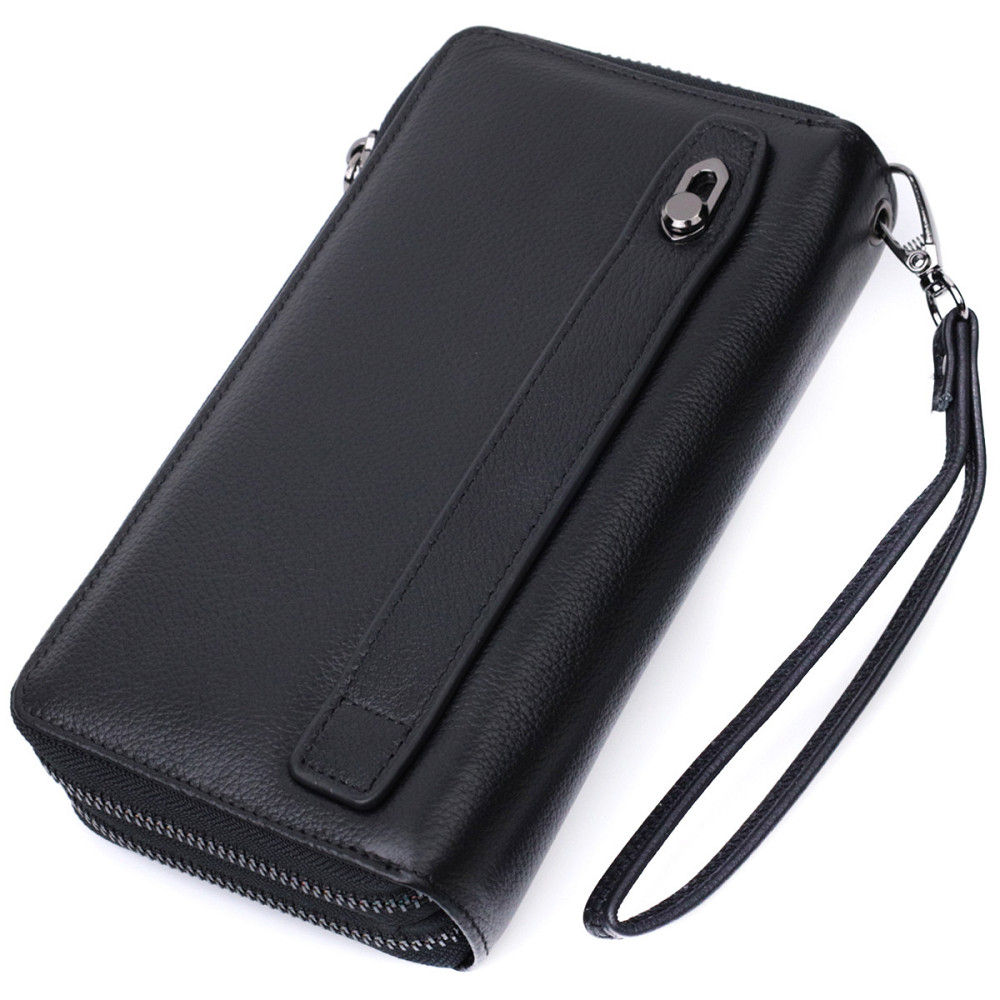 Мужской клатч на два отделения из натуральной кожи Черный (ST Leather) Киев - изображение 6