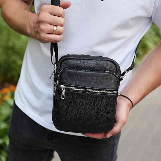 Чорна чоловіча шкіряна барсетка для щоденного використання Київ