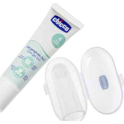 Детская зубная паста Chicco Набор: гель для десен 2в1+ зубная щетка-массажер (11262.00) Винница