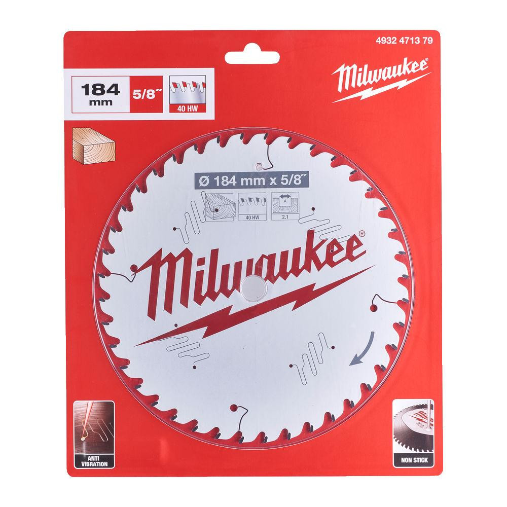 Диск пиляльний по дереву PFTE THIN KERF MILWAUKEE, діаметр 184х5/8"х2,1мм, 40 зуб. Одеса - фото 1