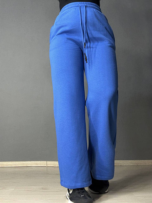 Штаны женские OLIVIA 2236 спортивные кюлоты укороченные на флисе синие, синий, L Киев - изображение 14