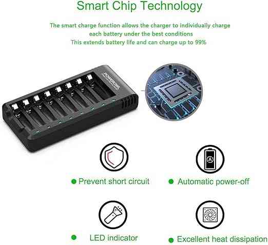 Розумний зарядний пристрій POWEROWL ZN825E на 8 слотів + 8 акумуляторів Луцьк