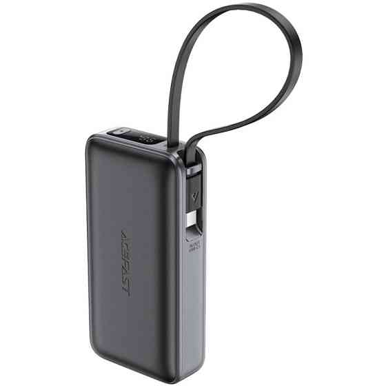 УМБ Acefast 10000mAh 30W PD USB-A,USB-C In/Out, with built-in USB-C cable M7 Black Винница