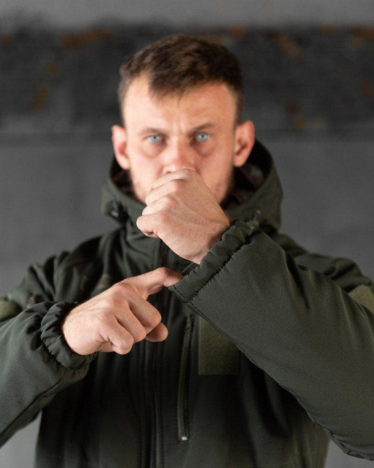 Зимняя тактическая мужская куртка Softshell софтшел теплая подкладка блестящяя OMNI-HEAT олива  L Одесса - изображение 7