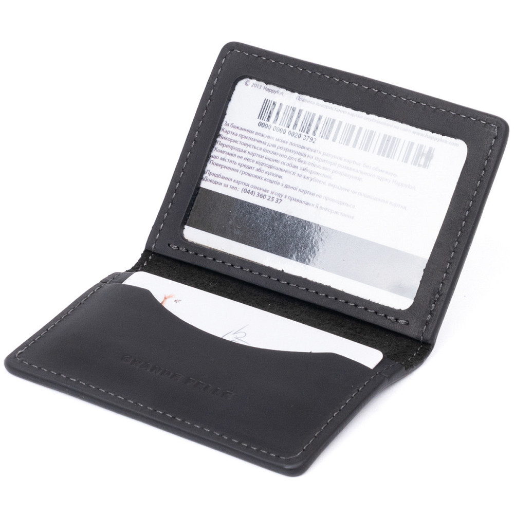 Візитниця з обкладинкою для ID-паспорта з натуральної шкіри GRANDE PELLE 11290 Чорна Київ - фото 5