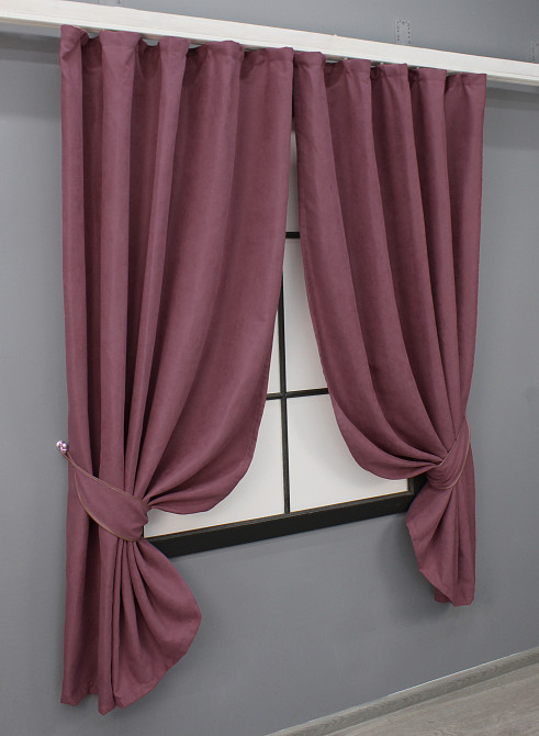 Комплект коротких штор VR-Textil Мікровелюр Petek № 1490ш Пурпурний 140х170 см 2 шт (35-0223) Київ - фото 2
