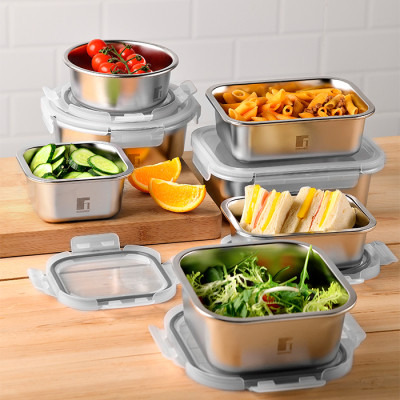 Харчовий контейнер Bergner Go Lovers з нержавіючої сталі квадратний 1,5 л (BG-36314-GY) Вінниця - фото 4