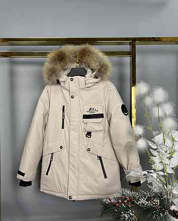 Подростковая молочная  зимняя куртка для мальчика на холофайбере 140,146 Николаев