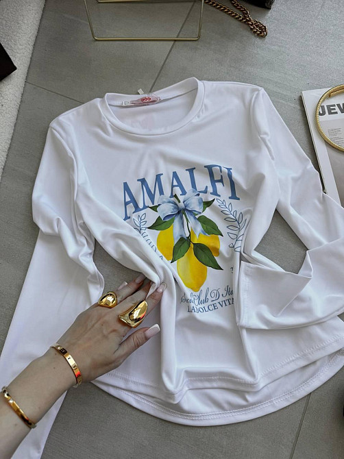 Жіночий повсякденний лонгслів із мікродайвінгу з малюнком Білий, 46/48 Одеса - фото 4