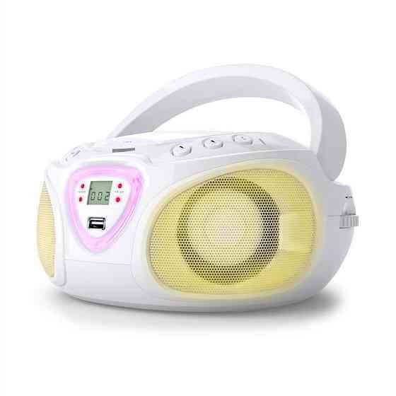 Roadie CD Boombox FM Radio Light Show CD Player Bluetooth 5.0 White (Германия, читать описание) Рівне