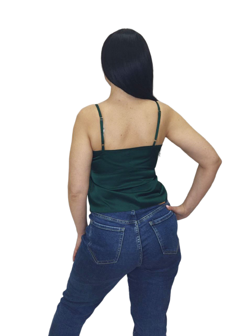 Шелковая майка на тонких бретельках Зелёный XL/2XL Харьков - изображение 10