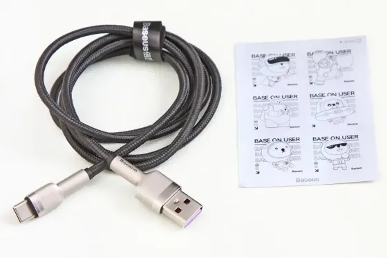 Кабель USB - Type-C 66 Вт 1.0м Baseus Cafule Metal нейлоновий круглий чорний/сібрал. Вінниця