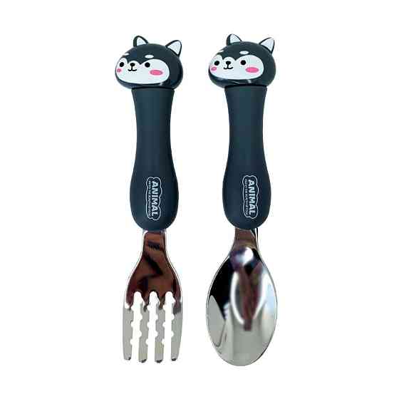 Дитячий набір ложка та виделка "Кіт чорний" MGZ-0102(Cat-Black) у футлярі Вінниця