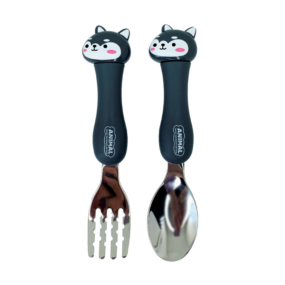 Дитячий набір ложка та виделка "Кіт чорний" MGZ-0102(Cat-Black) у футлярі Вінниця - фото 1