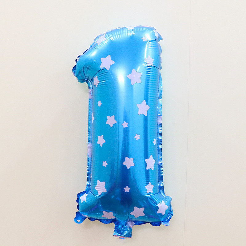 Шарик цифра 1 фольгированная со звездочками 32 дюйма голубой Киев - изображение 2