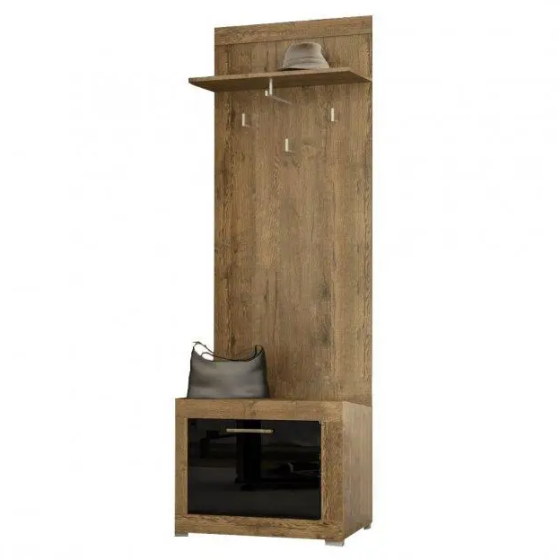 Вешалка Парма 68 Мебель-сервис Дуб Април Черный лак Львов