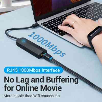 Концентратор Vention USB 3.1 Type-C to 3xUSB 3.0+MicroUSB+RJ45 100M Ethernet black (TGPBB) Вінниця