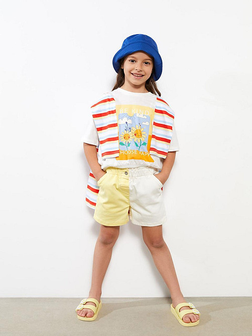 Дитячі Джинсові Шорти Для Дівчинки LC Waikiki Жовто-Білі 5-6 років (110-116см) пакунок малюка Киев - изображение 1