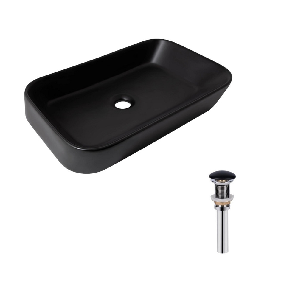 Комплект Qtap Scorpio: Раковина накладная прямоугольная 550х390х120 мм Matt Black + Донный клапан PU03 Киев - изображение 1