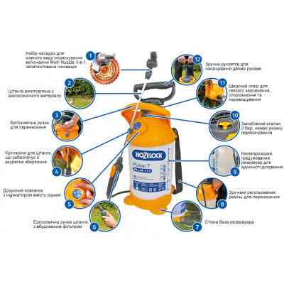 Обприскувач HoZelock 12л Pulsar Plus+ баготорижимна форсунка &quot;Multi Nuzzle&quot; (10644) Вінниця