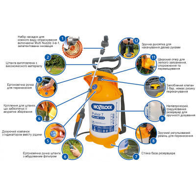 Обприскувач HoZelock 12л Pulsar Plus+ баготорижимна форсунка &quot;Multi Nuzzle&quot; (10644) Вінниця - фото 4