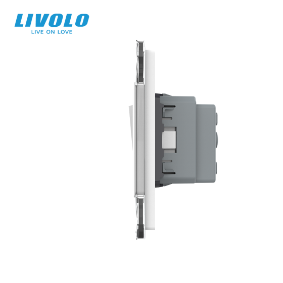 LIVOLO Одноклавішний вимикач з розеткою Livolo білий скло (VL-C7C1EUK1-11) Коломыя