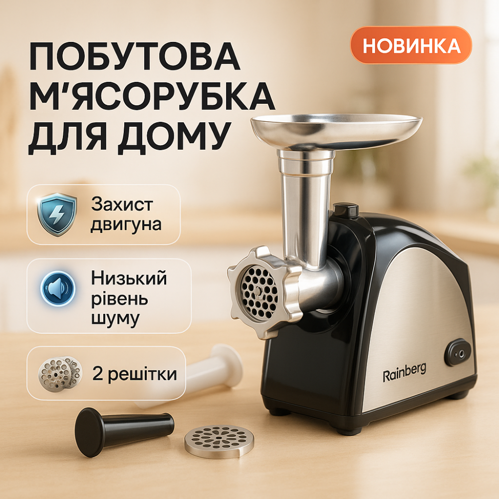 М'ясорубка з металевим корпусом, М'ясорубка металева М'для домашнього приготування 'яса UF-19 Львів - фото 12