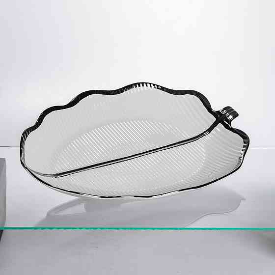 Порцелянова менажниця «Листок» з чорним обідком 2 секції 35,5 см ML6046 Коломыя