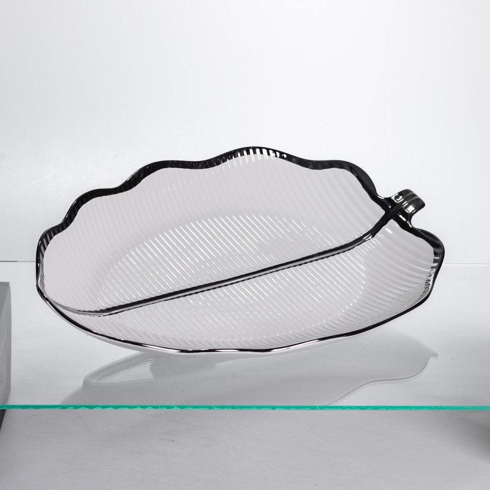 Порцелянова менажниця «Листок» з чорним обідком 2 секції 35,5 см ML6046 Коломыя - изображение 2