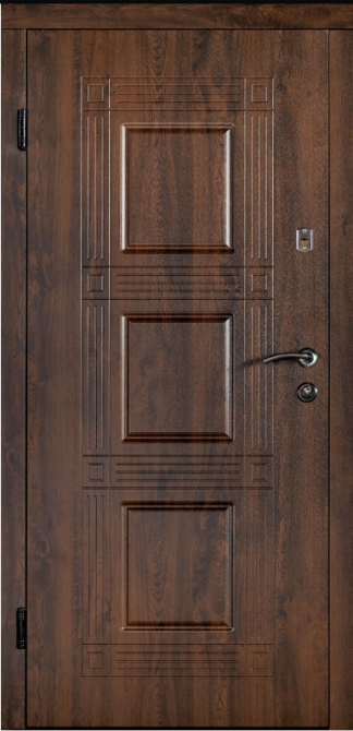 Двері вхідні Наші Двері Лайт ПВХ Б-262 Дуб темний  960х2050 мм Київ - фото 1