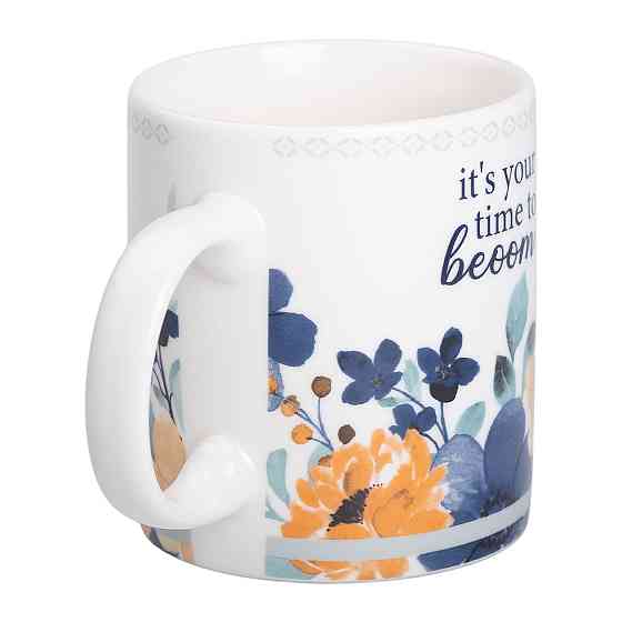 Чашка порцелянова з квітковим принтом 400 (мл) для чаю та кави Біла RX-N240139W Коломыя