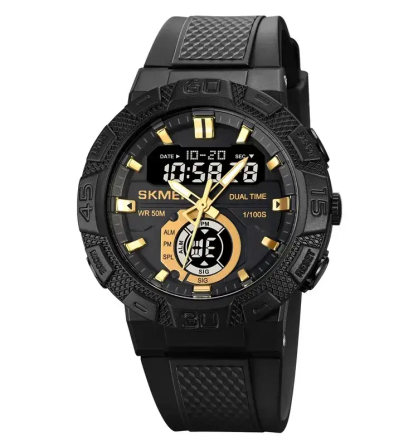 Чоловічий спортивний годинник Skmei 1881 (Чорний із золотистим і чорним циферблатом) Вінниця