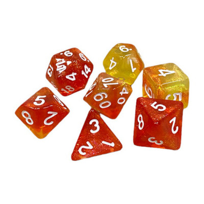 Набір кубиків для настільних ігор Games 7 Days Double Glitter 7 Dice Set - Orange-Yellow (g7dglitdc09) Вінниця - фото 1