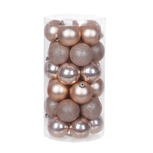 Набір ялинкових куль 30шт 5см пудровий (10шт-перламутр/10шт-мат/10шт-глітер) БОНА ДИ Житомир - изображение 1