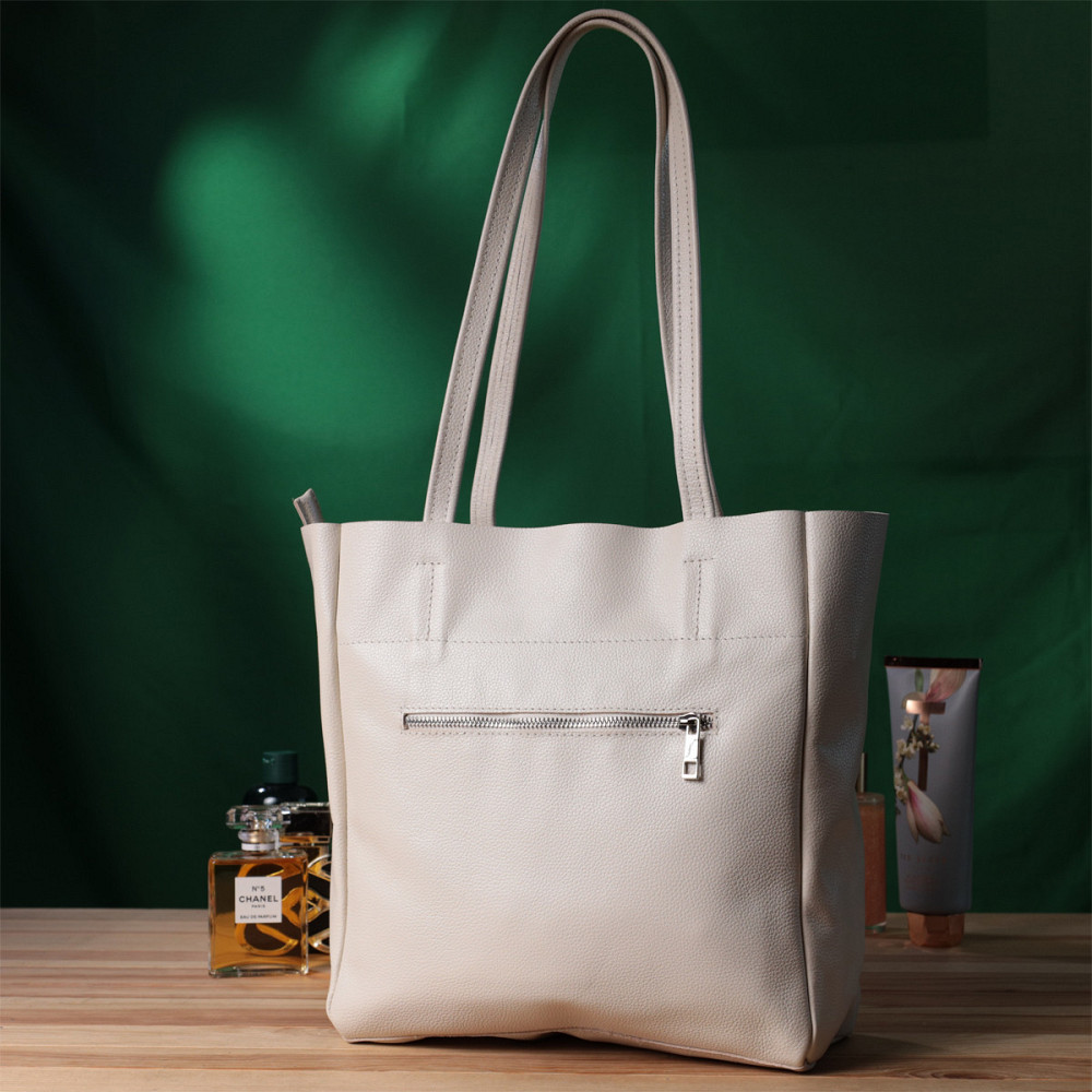 Містка сумка-шоппер з натуральної шкіри Shvigel 22843 Бежева Київ - фото 2