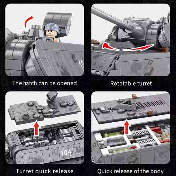 Конструктор детский игровой Танк военный Mouse 2127 детали Каменец-Подольский