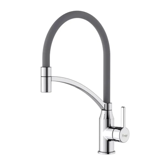 Змішувач для кухні з гнучким виливом Frap F4552 сірий/хром Київ