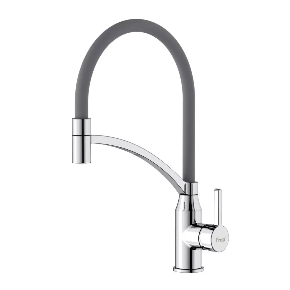 Змішувач для кухні з гнучким виливом Frap F4552 сірий/хром Київ - фото 1