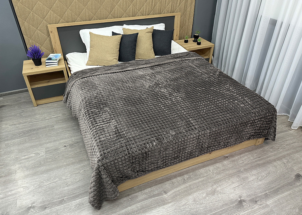 Плед-покривало Кубик 200х220 см (+-10см) Темно-сірий (87-227) Київ - фото 5