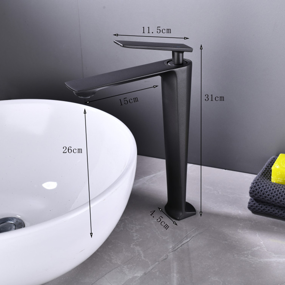 Смеситель дизайнерский для умывальника, кран однорычажный WanFan, горизонтальный монтаж, Черный матовый Каменец-Подольский - изображение 2