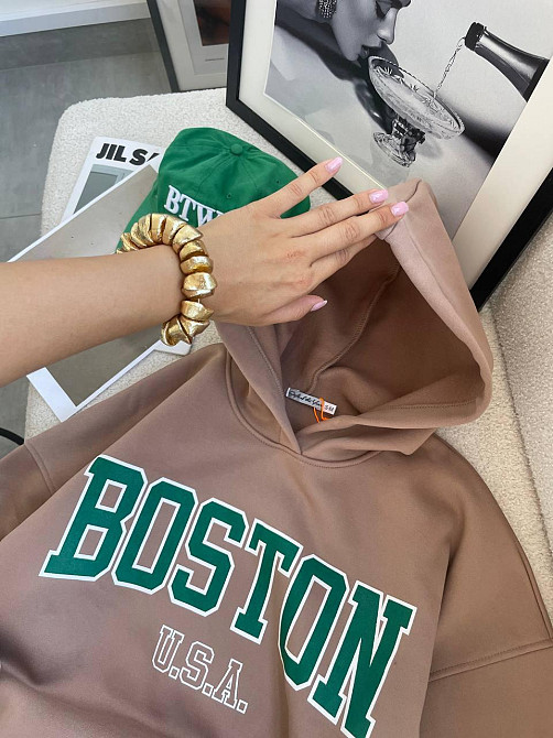 Женская теплая стильная худи оверсайз с капюшоном трехнить на флисе. Одесса - изображение 3