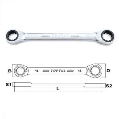 Ключ Toptul гайковий накидний з тріскачкою 17х19мм (AOAG1719) Вінниця