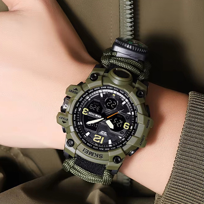 Часы для кемпинга с водозащитой SKMEI 1155BAG PARACORD, Модные спортивные часы для активного отдыха VF-42 Львов - изображение 1