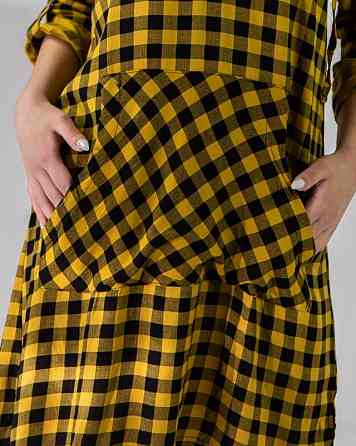 Жіноча туніка з капюшоном в клітку Nicoletta 92140 Гірчичний, S Київ